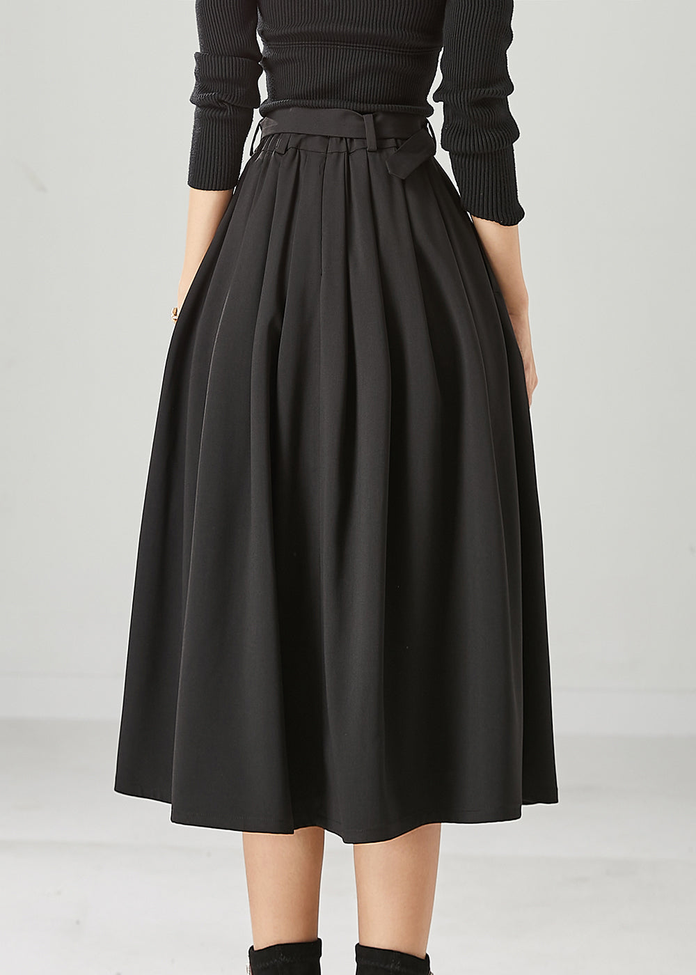 Black Exra Large Hem Cotton Skirt Fall