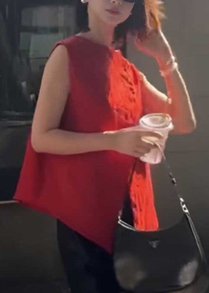 New Red O-neck Wear on Both Sides Tank Summer