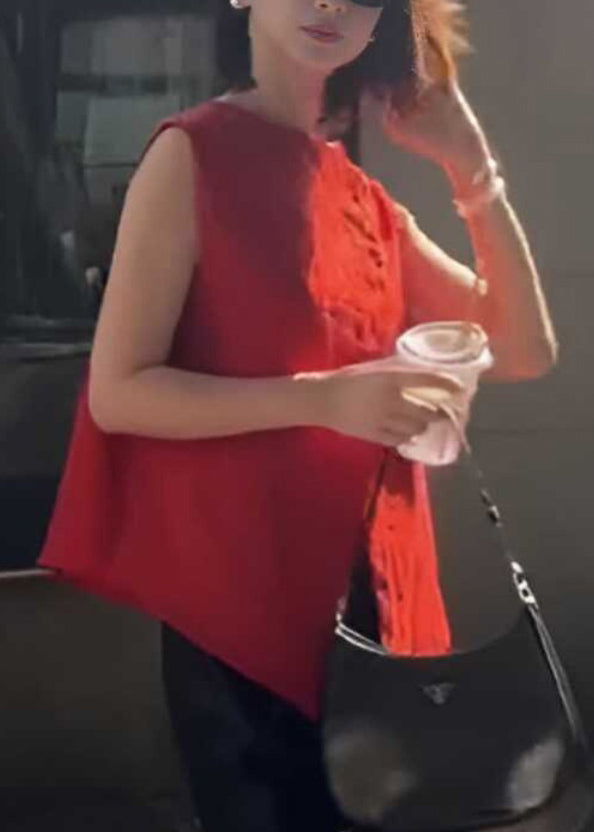 New Red O-neck Wear on Both Sides Tank Summer