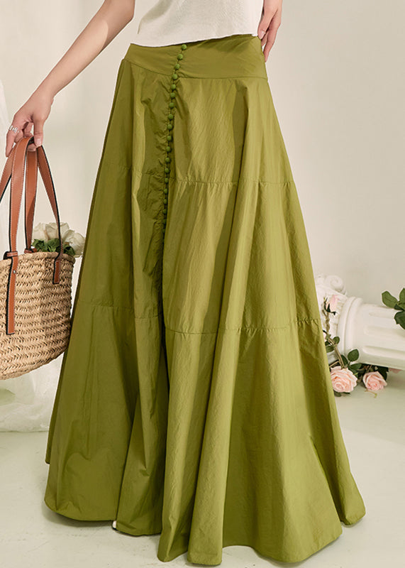 Green Patchwork High Waist a Line Skirt Fall