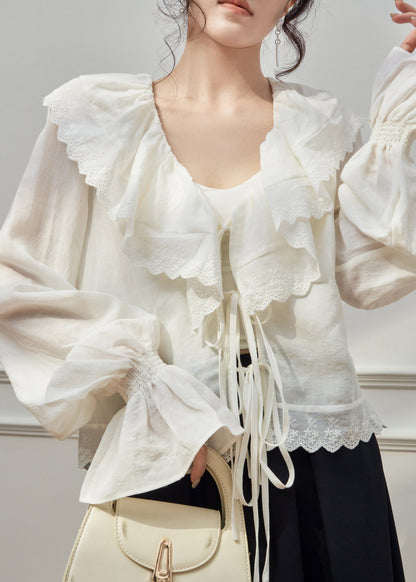 French V Neck Ruffled Shirts and Maxi Skirts Two Pieces Set Spring