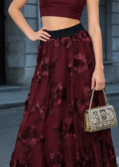 Mulberry High Waist Wrinkled Tulle Skirt Spring