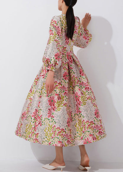 Multi O-neck Embroidered High Waist Dress Spring