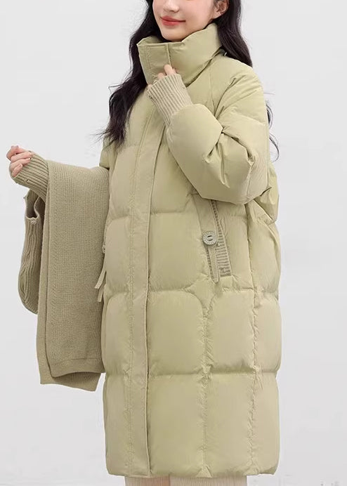 Light Green Oversized With Scarf Duck Down Puffer Jacket Winter