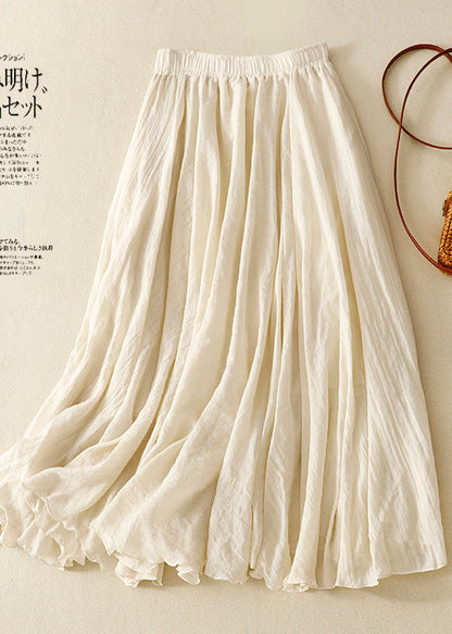 Khaki Exra Large Hem Linen Skirts Spring