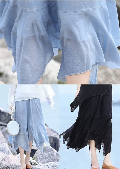 Black Asymmetrical Design Cotton Skirts Summer
