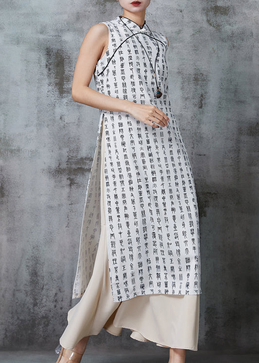 White Print Cotton Oriental Two Piece Set Clothing Summer
