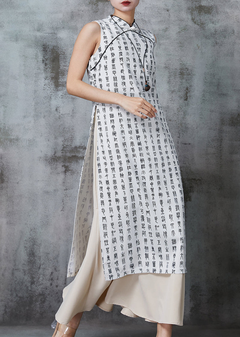 White Print Cotton Oriental Two Piece Set Clothing Summer