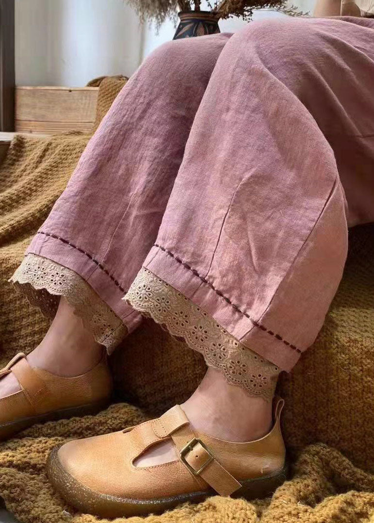 Fine Purple Pockets Patchwork Cotton Harem Pants Spring