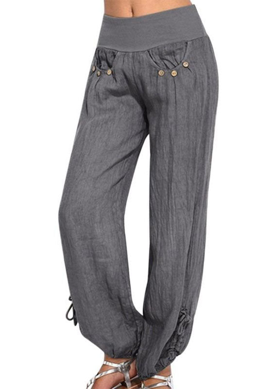 High Waist Color Button Yoga Harem Pants