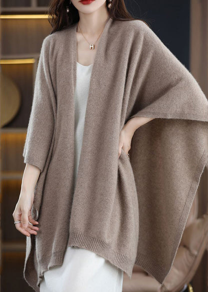 Diy Khaki Oversized Knit Shawl Cardigans Spring
