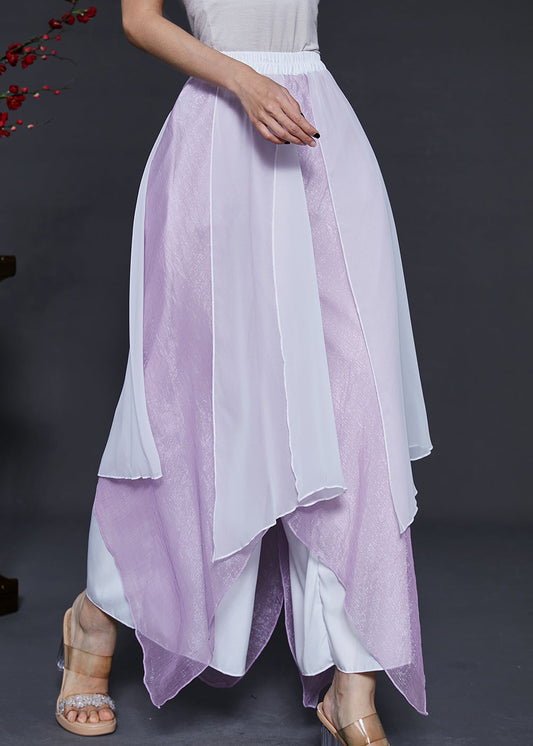 Purple Asymmetrical Chiffon Dance Skirt Pants Summer