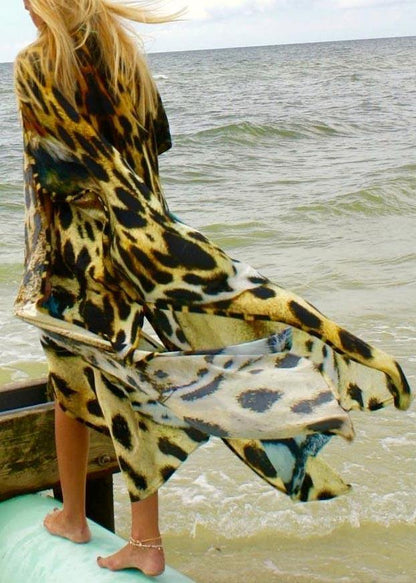 Organic Tiger Print Side Open Ankle Dress Coat