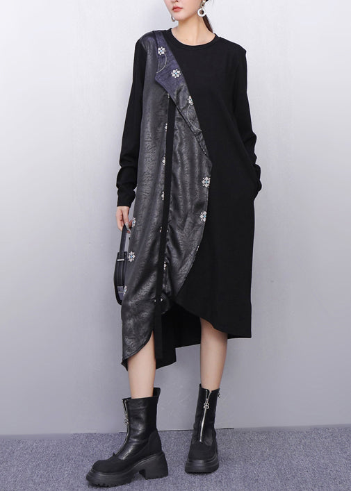 Fall Modern Black Minimalist False Two Pieces Dress