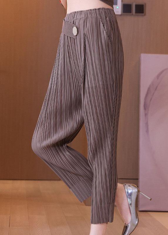 Italian Black Elastic Waist Button Harem Pants
