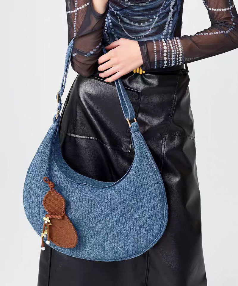 Retro Denim Blue Durable Pendant Cotton Hobo Bag