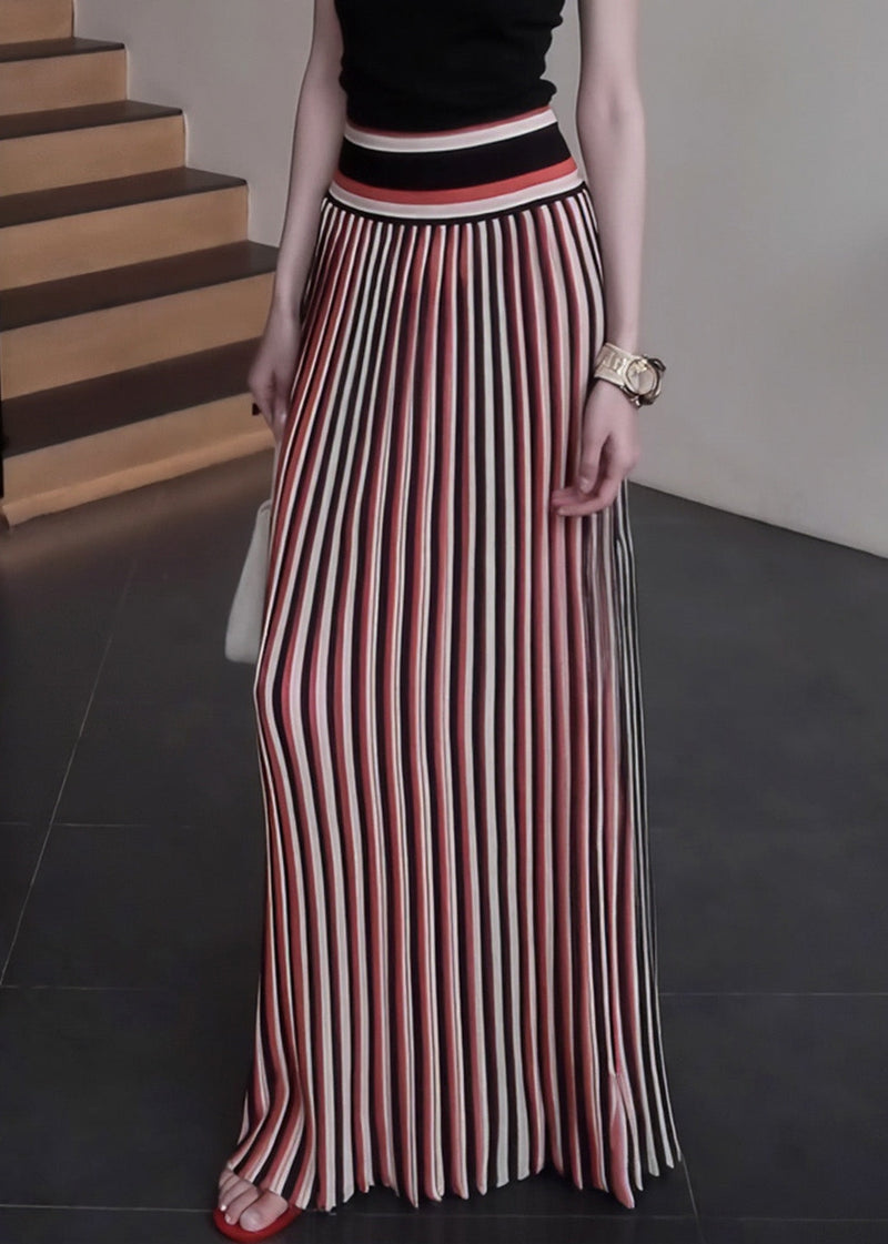 Red Striped Silm Fit Holiday Straight Skirts Spring