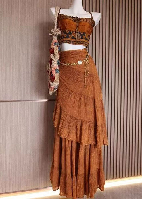 Summer Strap Top and Skirt Two Piece Set