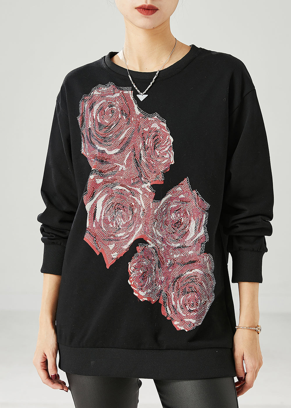 Diy Black Oversized Cotton Pullover Spring