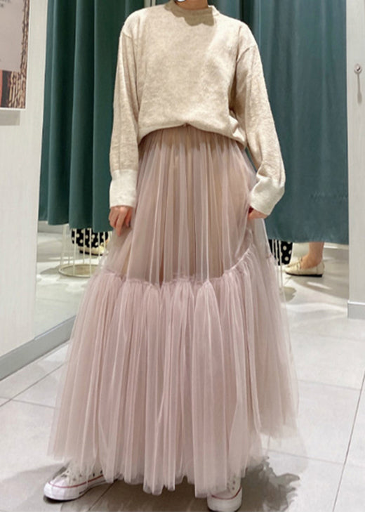 Pink Patchwork Tulle Skirts Spring