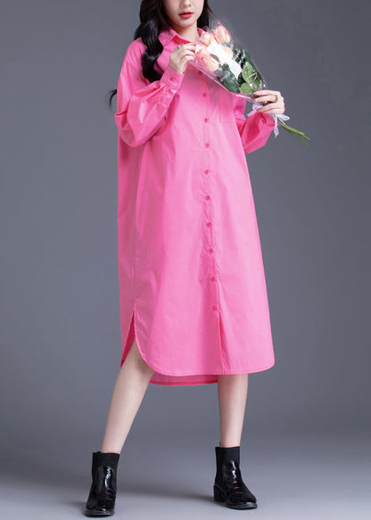 Pink Oversized Cotton Long Dress Spring