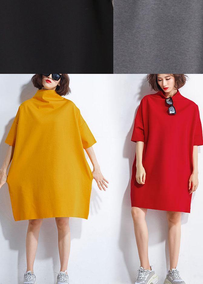Yellow Pockets Summer Half Sleeve Maxi Dresses