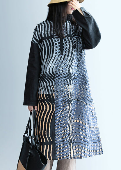 Black Peter Pan Collar Patchwork Linen Shirts Tops Spring