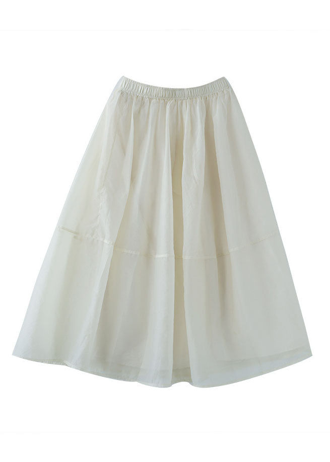 Loose Beige Color Patchwork Tulle a Line Skirts Summer