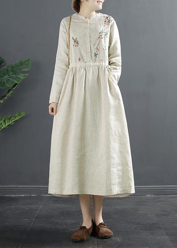 Green Embroidery Long Shirts Drawstring Dresses