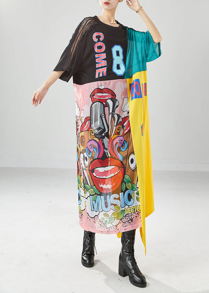 Diy Colorblock Oversized Patchwork Hollow Out Long Dresses Summer