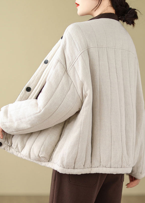 Loose Apricot Pockets Fine Cotton Filled Jackets Winter