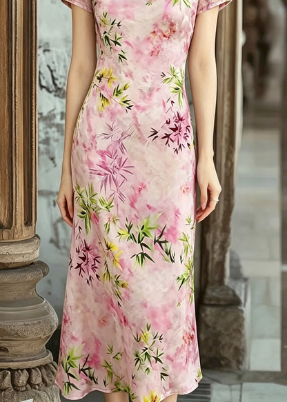 Classy Pink Patchwork Print Maxi Dresses Summer