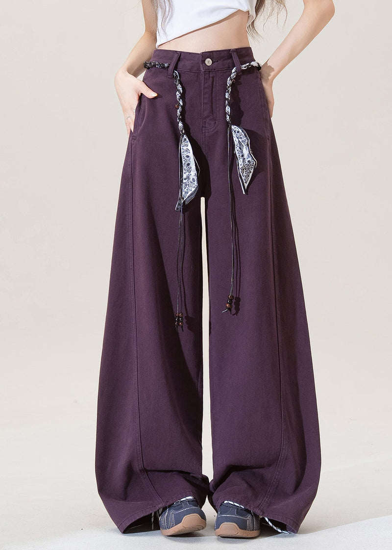 Purple Pockets High Waist Denim Pants Fall