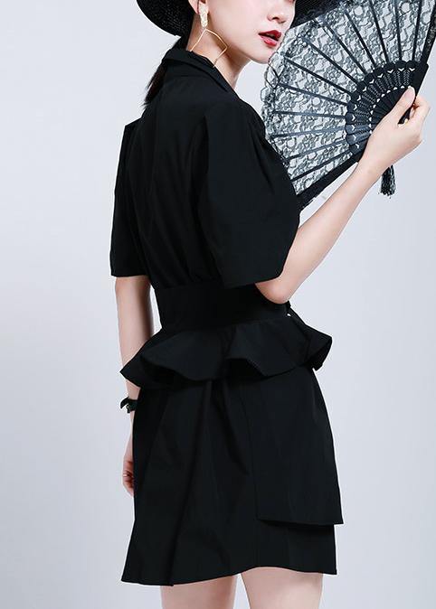 Organic Black Peter Pan Collar Summer Cotton Dress