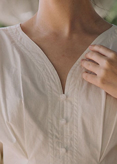 White V Neck Lantern Sleeve Ruffles Maxi Dresses
