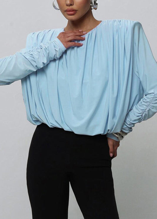 Blue O-neck Backless Bodysuit Fall