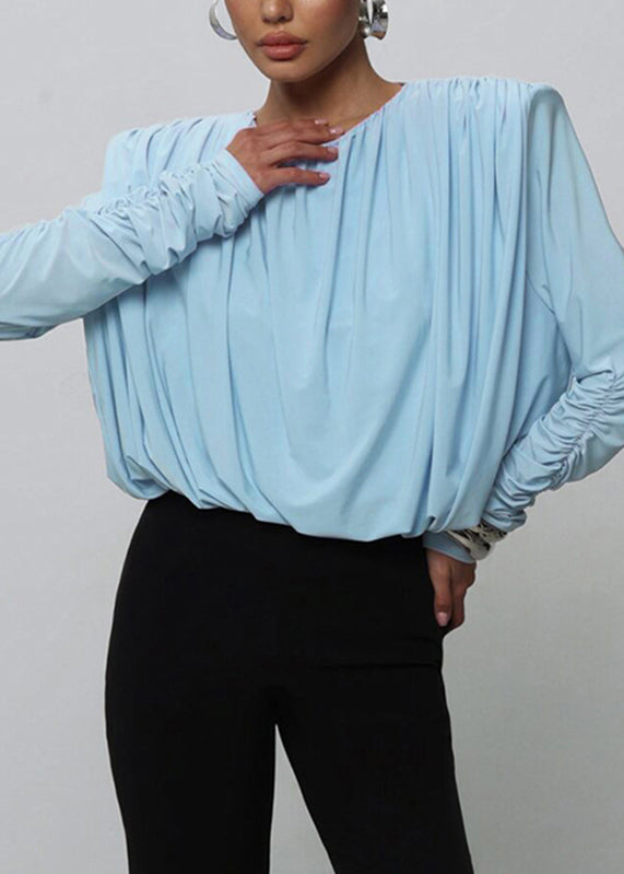 Blue O-neck Backless Bodysuit Fall