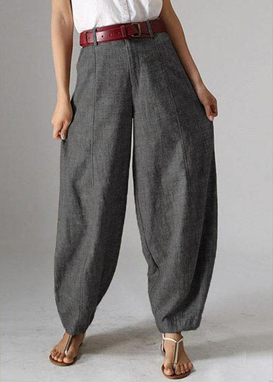 High Waist Button Color Harem Pants With Pocket