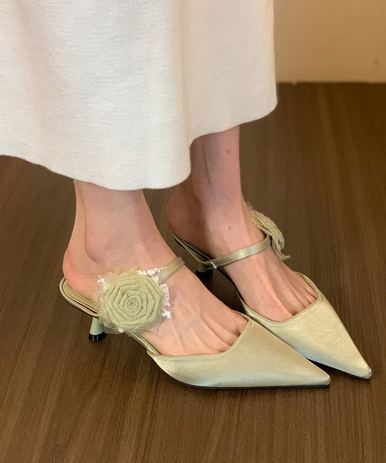 Black Splicing Stiletto Slide Sandals Pointed Toe