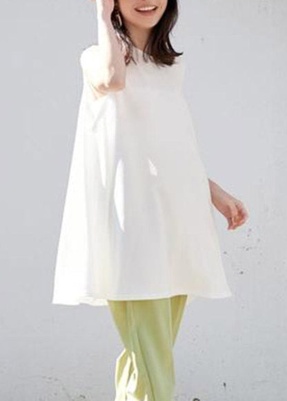 Loose White O-neck Cotton T Shirt Summer