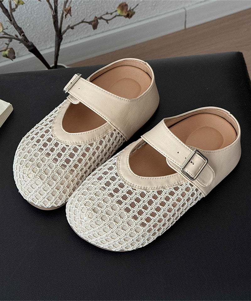 Brown Platform Faux Leather Splicing Slide Sandals