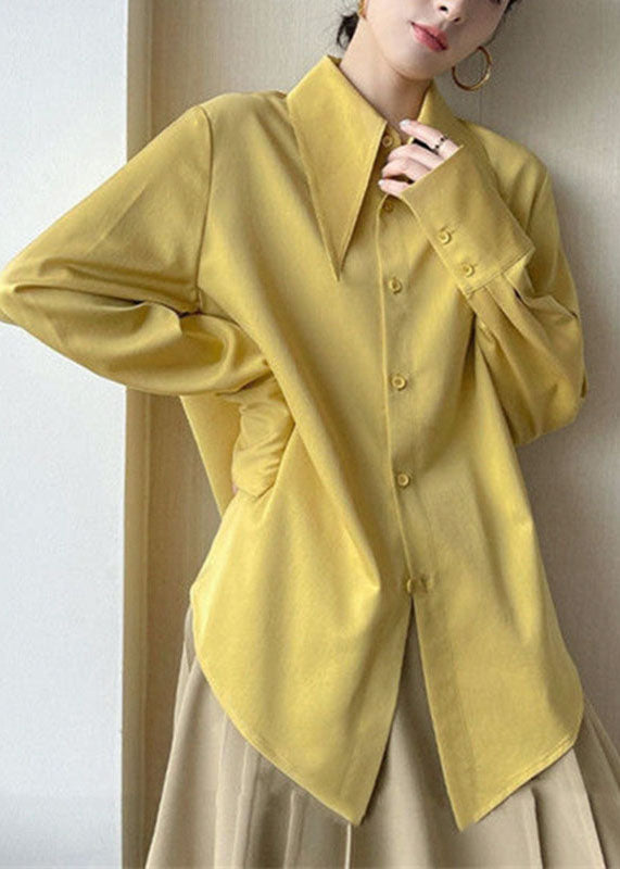 Blue Peter Pan Collar Button Draping Shirt Long Sleeve