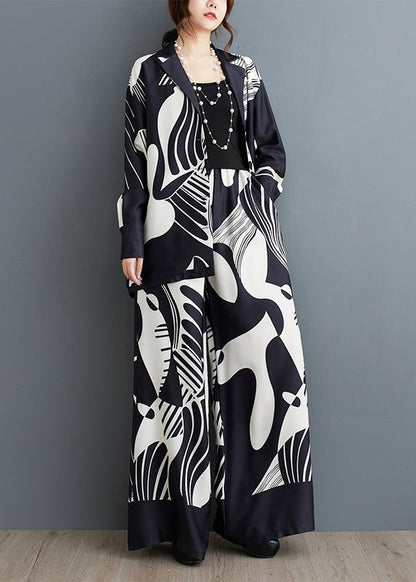 New Black Print Two Piece Set for Autumn