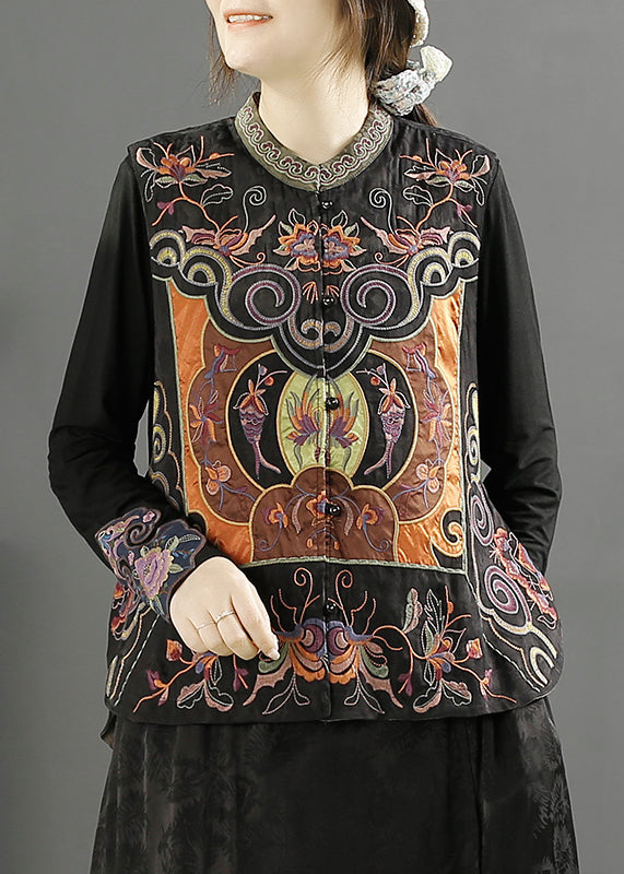 Green Collar Embroideried Wear on Both Sides Cotton Vest Fall