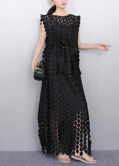 Art Black Oversized Side Open Two Piece Set Clothing Summer