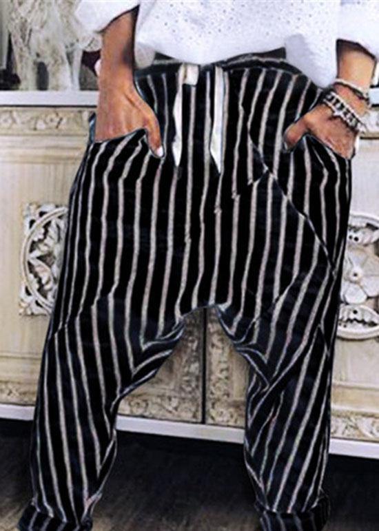 Striped Elastic Waist Trouser Pants