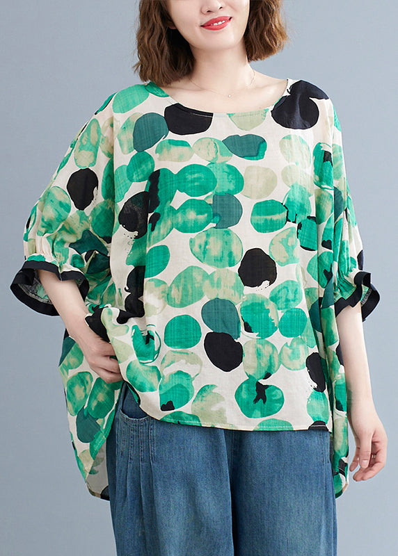 Green O-neck Cozy Top Short Sleeve