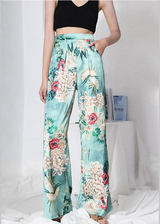 Loose Blue Print Summer Pants