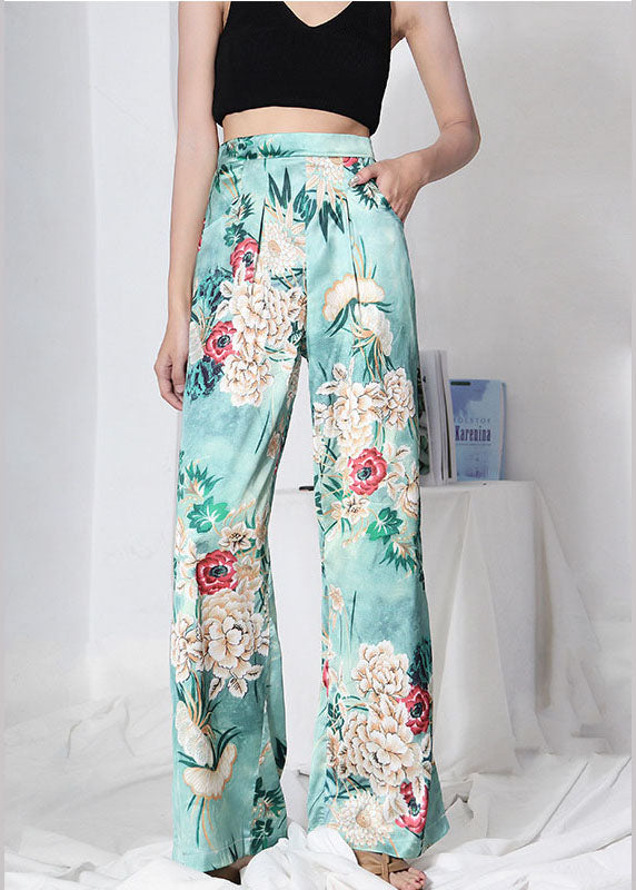 Loose Blue Print Summer Pants