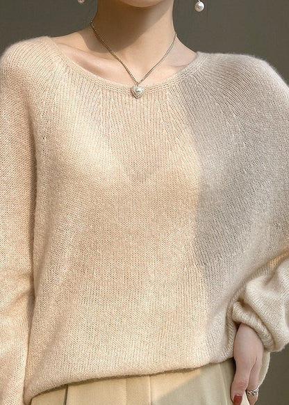 Pink O Neck Cozy Cashmere Knit Top Spring